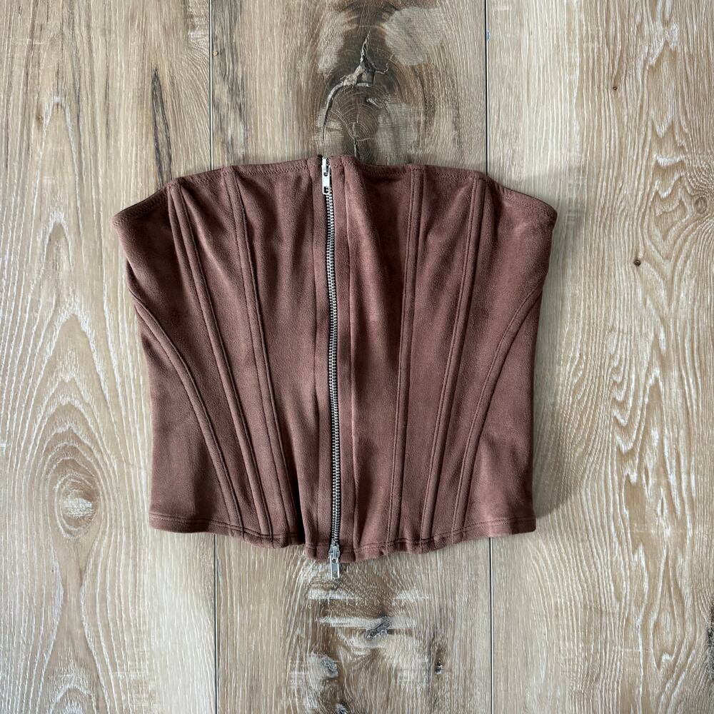 Urban Outfitters Out From Under Clara Faux Suede Strapless Corset Top